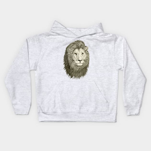 Lion with golden eyes Kids Hoodie by Lara Plume